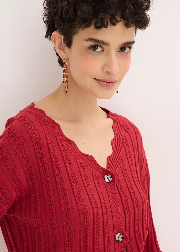 Gilet court en maille ajour&eacute;e, bonprix