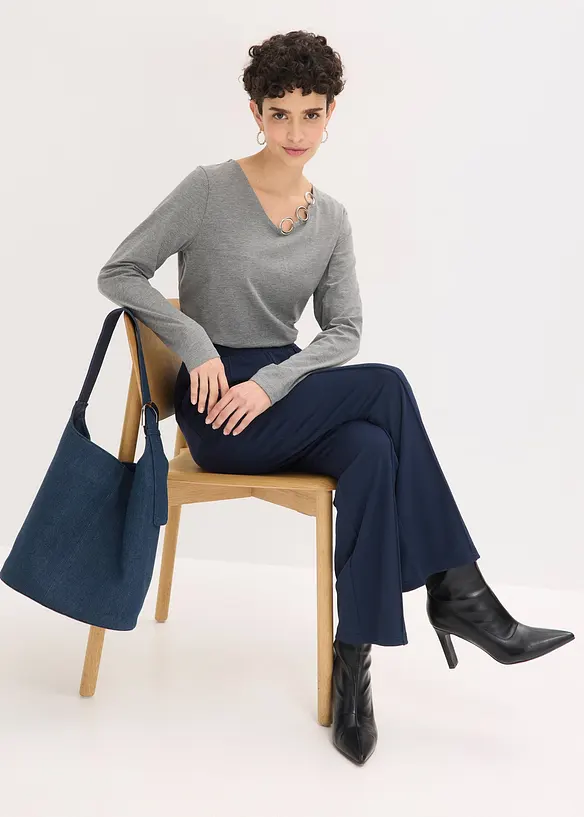 T-shirt manches longues d&eacute;tails &oelig;illets, bonprix