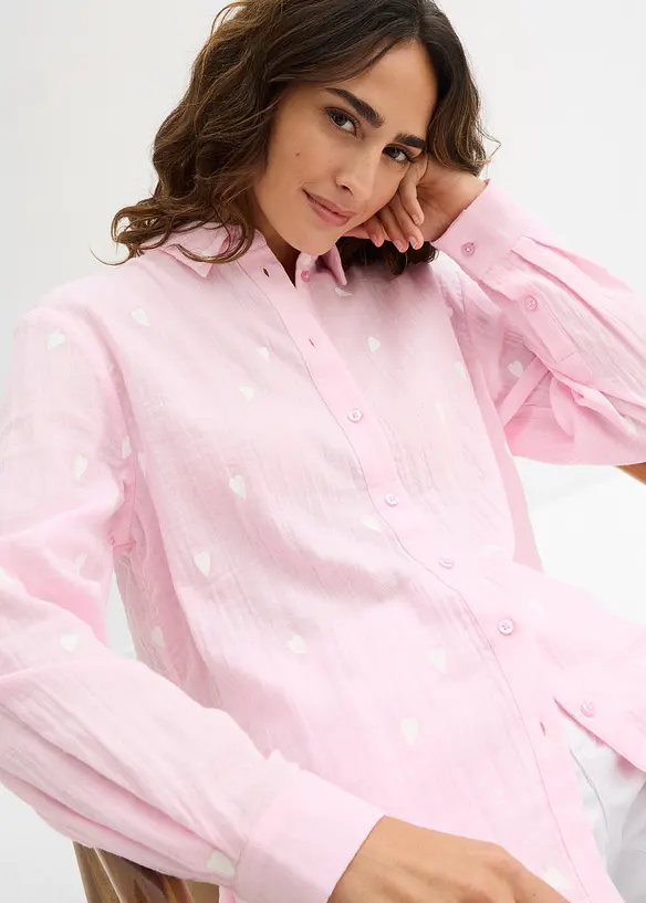 Musselin-Bluse mit Herzen, bonprix