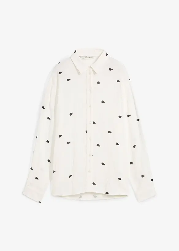 Musselin-Bluse mit Herzen, bonprix