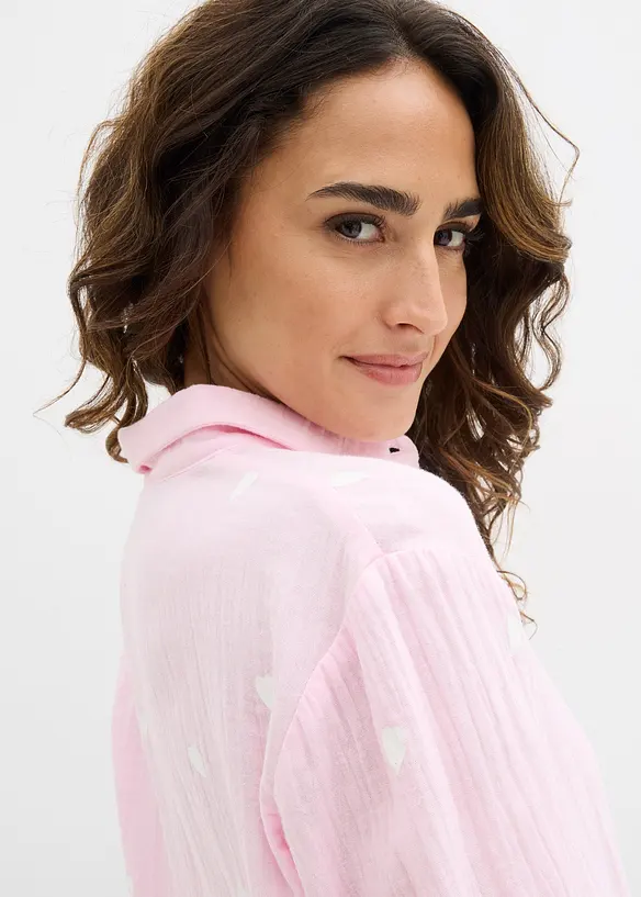 Musselin-Bluse mit Herzen, bonprix
