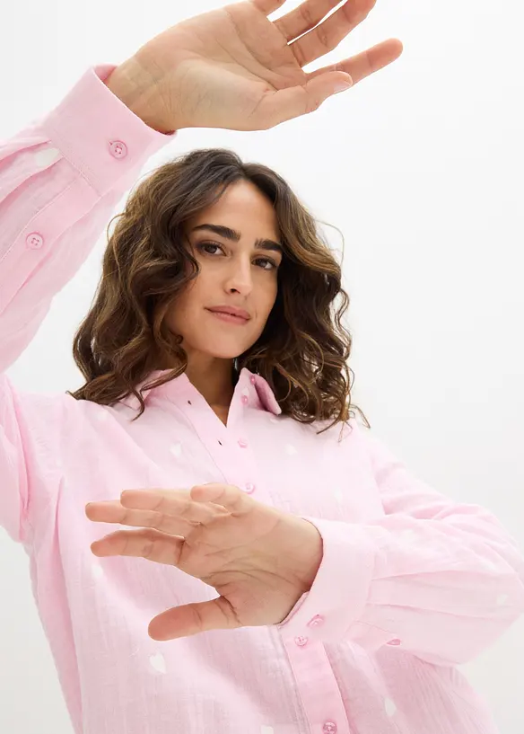 Musselin-Bluse mit Herzen, bonprix