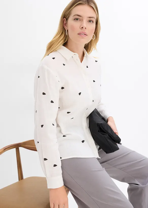 Musselin-Bluse mit Herzen, bonprix