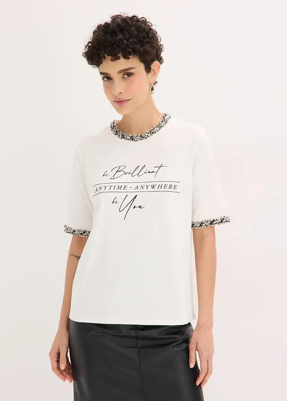 Shirt aus Bio-Baumwolle mit Applikationsband, bonprix