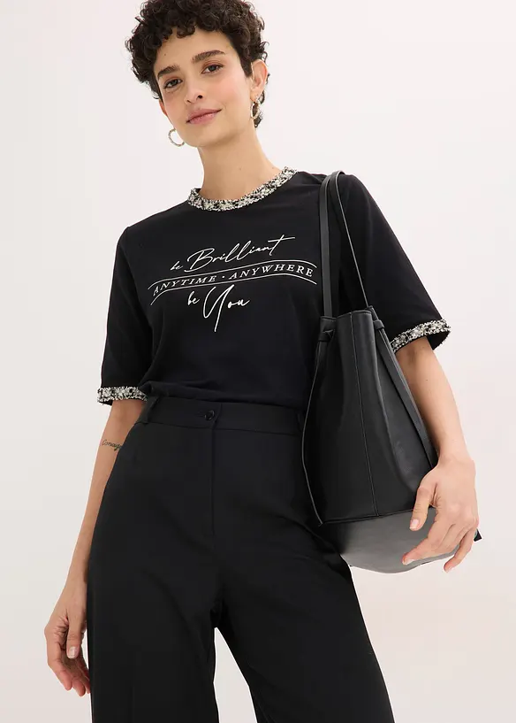 Shirt aus Bio-Baumwolle mit Applikationsband, bonprix