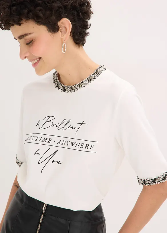 Shirt aus Bio-Baumwolle mit Applikationsband, bonprix