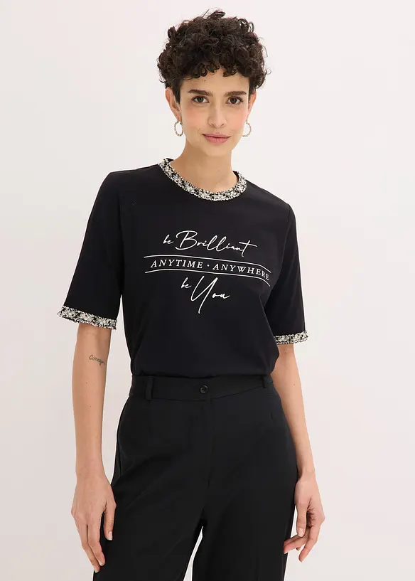 Shirt aus Bio-Baumwolle mit Applikationsband, bonprix