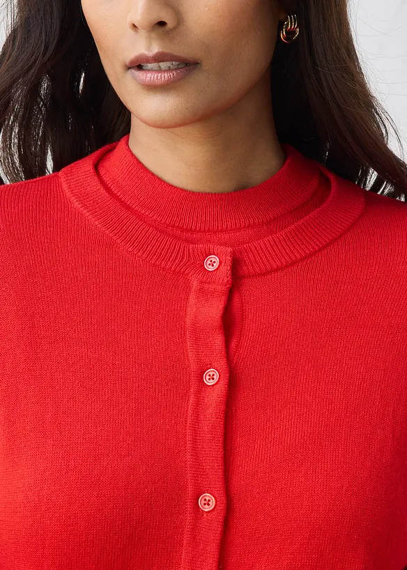 Gilet court en maille coton et soie, bonprix