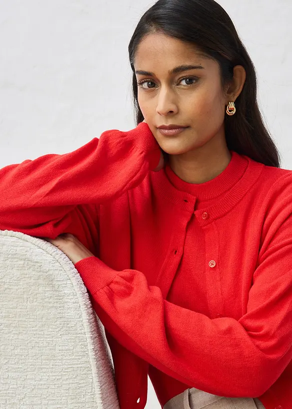 Gilet court en maille coton et soie, bonprix