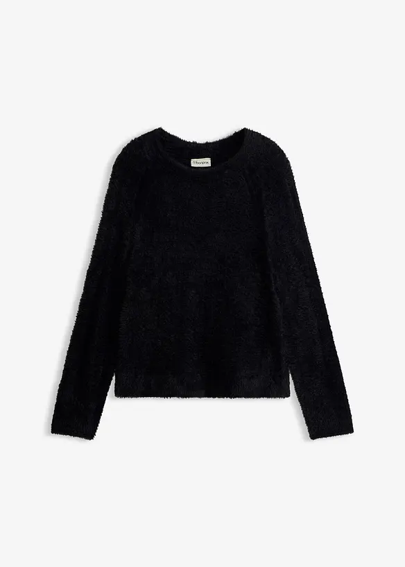 Pull ajour&eacute; en maille poilue, bonprix