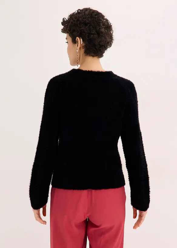 Pull ajour&eacute; en maille poilue, bonprix