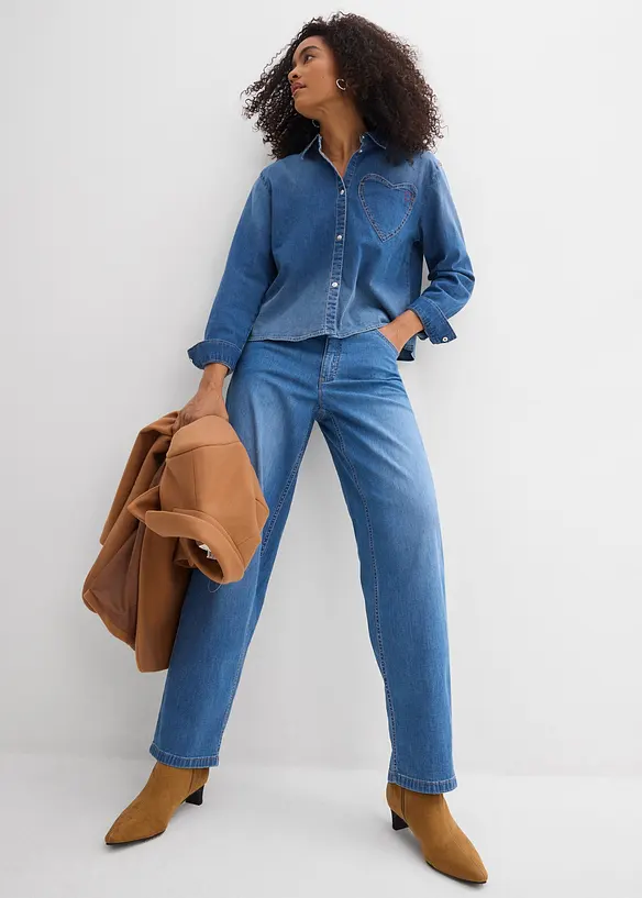 Jeanshemd mit Bio-Baumwolle, bonprix