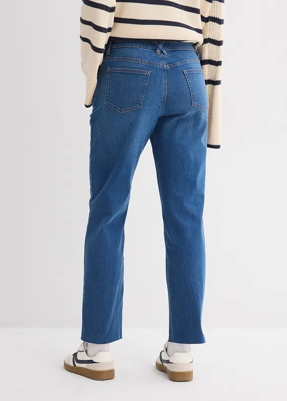 Straight-Jeans, Mid Waist, Bio-Baumwolle cropped, bonprix