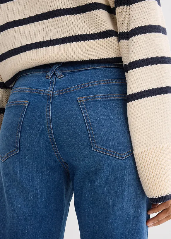 Straight-Jeans, Mid Waist, Bio-Baumwolle cropped, bonprix