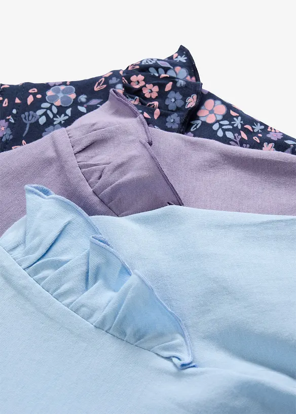 Lot de 3 T-shirts manches longues 100% coton, bonprix