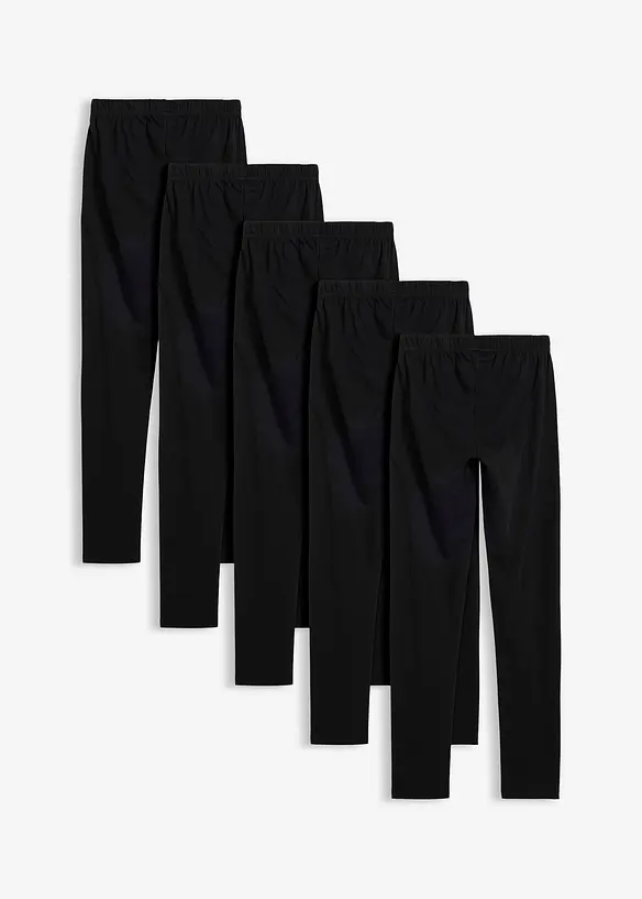 Lot de 5 leggings en coton extensible, bonprix