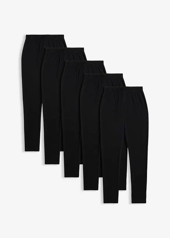 Lot de 5 leggings en coton extensible, bonprix