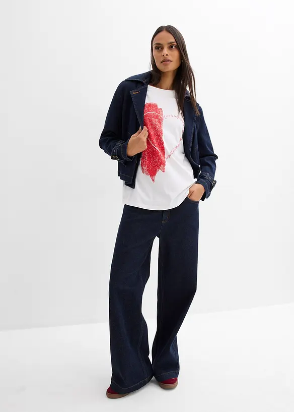 Oversize-Shirt aus elastischem Bio-Baumwoll-Mix, bonprix