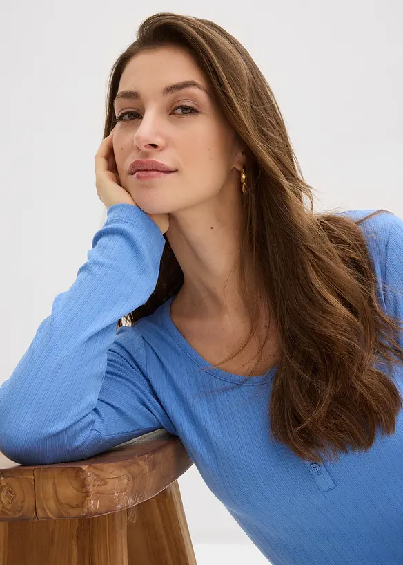 T-shirt manches longues c&ocirc;tel&eacute;, bonprix