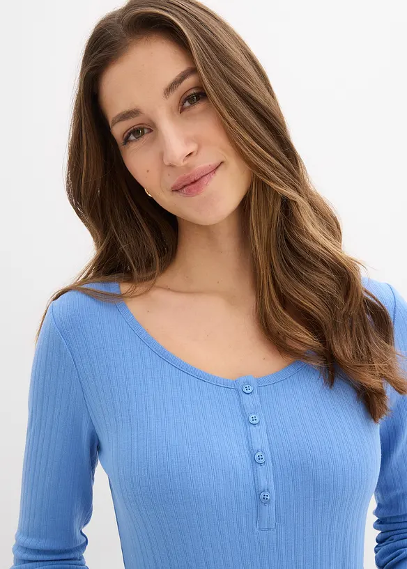 T-shirt manches longues c&ocirc;tel&eacute;, bonprix