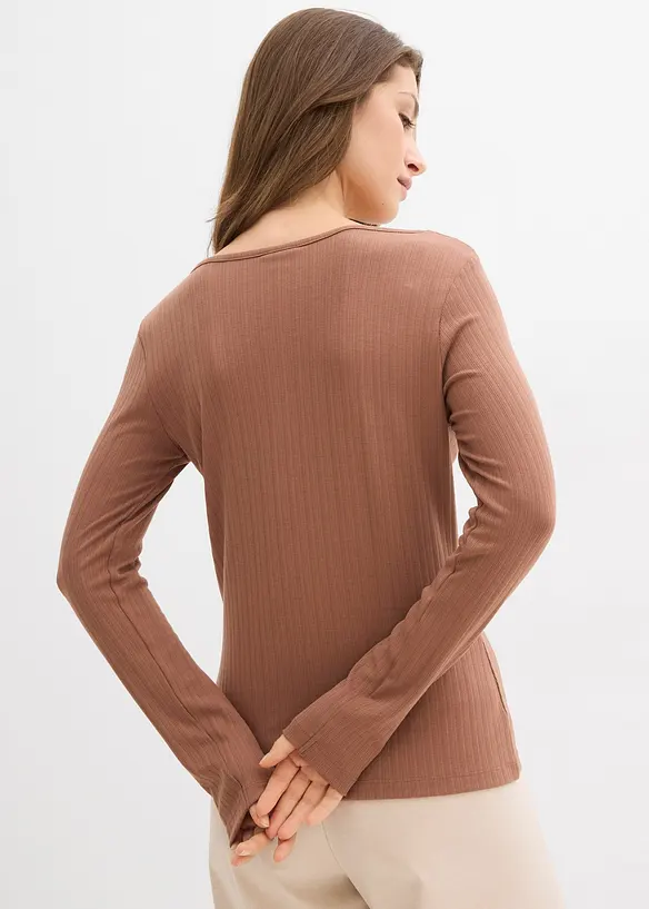 T-shirt manches longues c&ocirc;tel&eacute;, bonprix