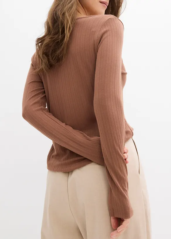 T-shirt manches longues c&ocirc;tel&eacute;, bonprix