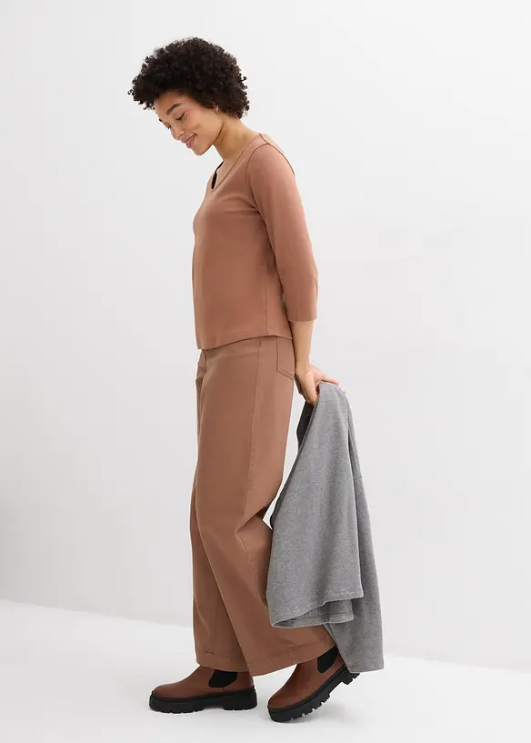 T-shirt manches 3/4 en jersey &eacute;pais 100% coton, bonprix