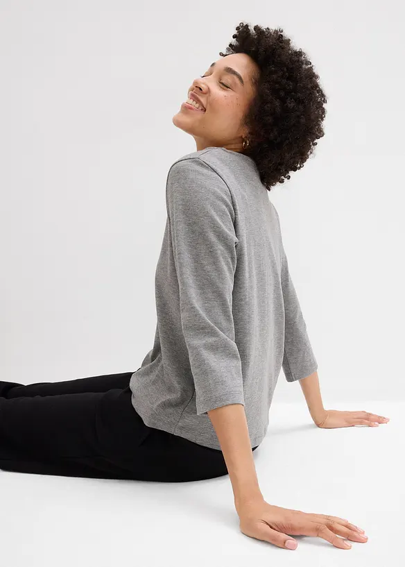 T-shirt manches 3/4 en jersey coton &eacute;pais, bonprix