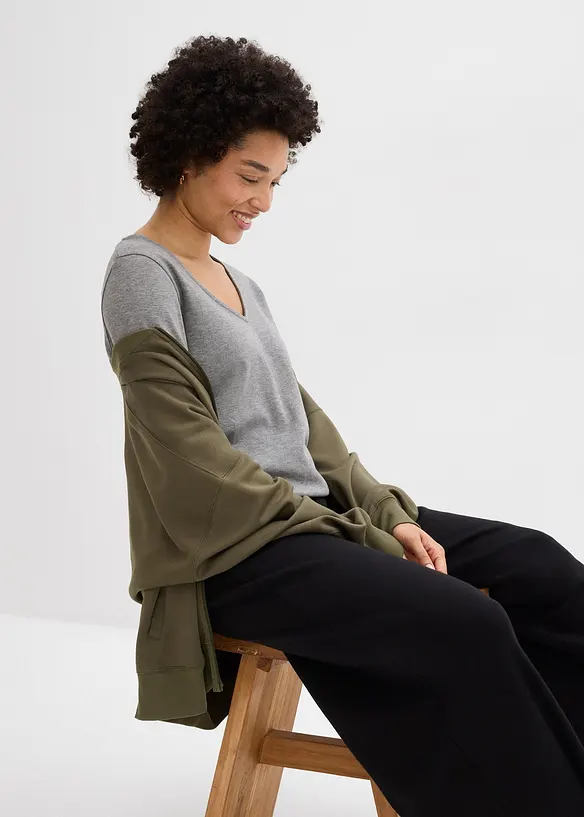 T-shirt manches 3/4 en jersey coton &eacute;pais, bonprix