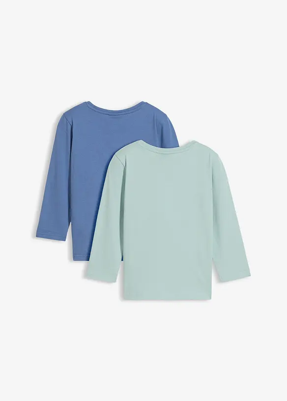 Lot de 2 T-shirts manches longues 100% coton, bonprix