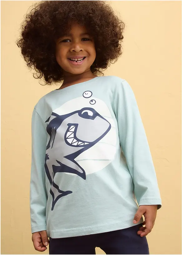 Lot de 2 T-shirts manches longues 100% coton, bonprix