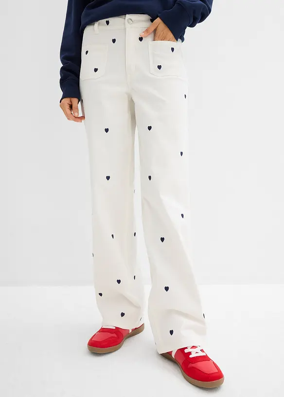 Twillhose mit Stickerei, bonprix