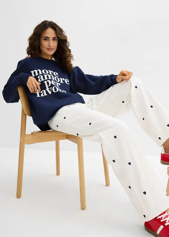 Twillhose mit Stickerei, bonprix