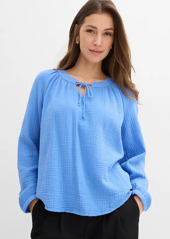 Blouse T-shirt en gaze de coton, bonprix