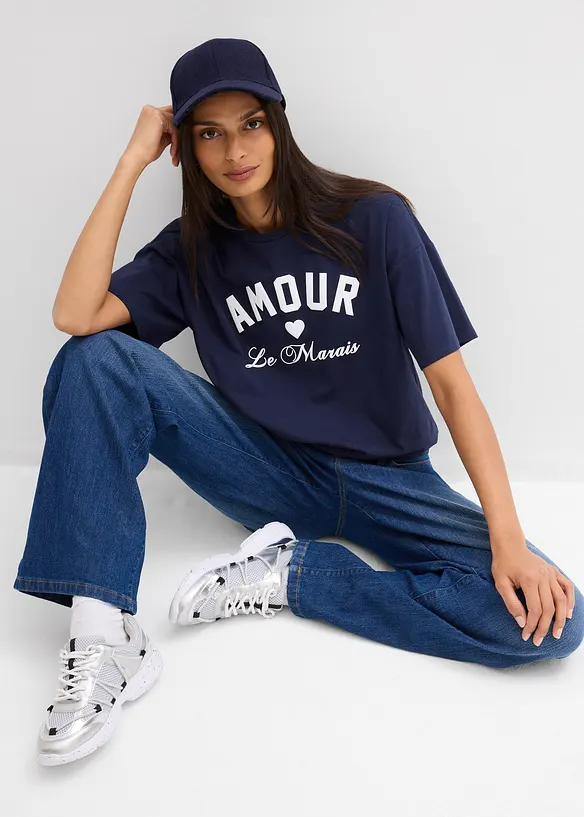 T-Shirt aus elastischem Bio-Baumwoll-Mix, bonprix