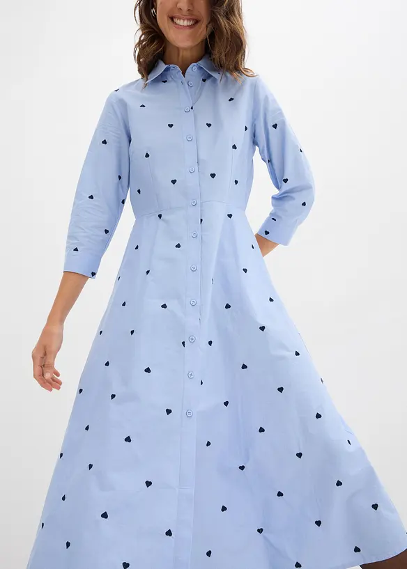 Hemdblusenkleid aus reiner Bio-Baumwolle, bonprix