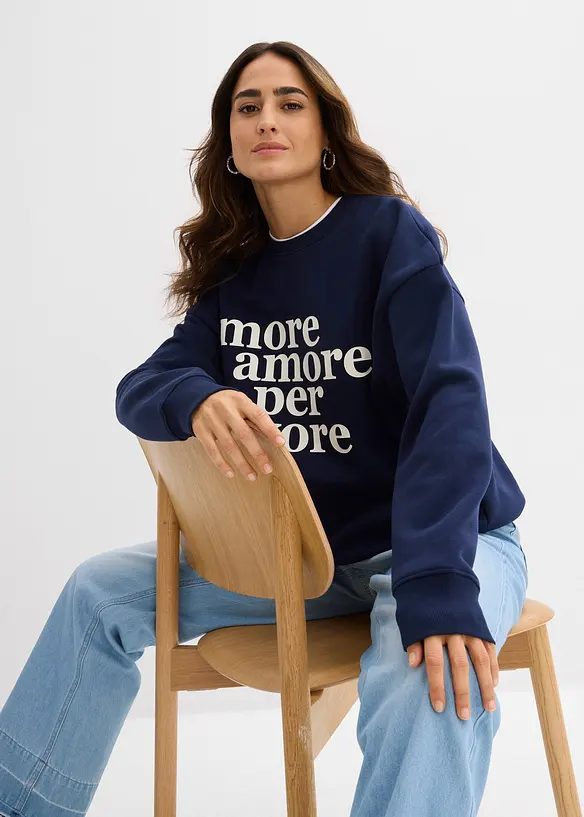Oversize-Sweatshirt aus Baumwollmix, bonprix