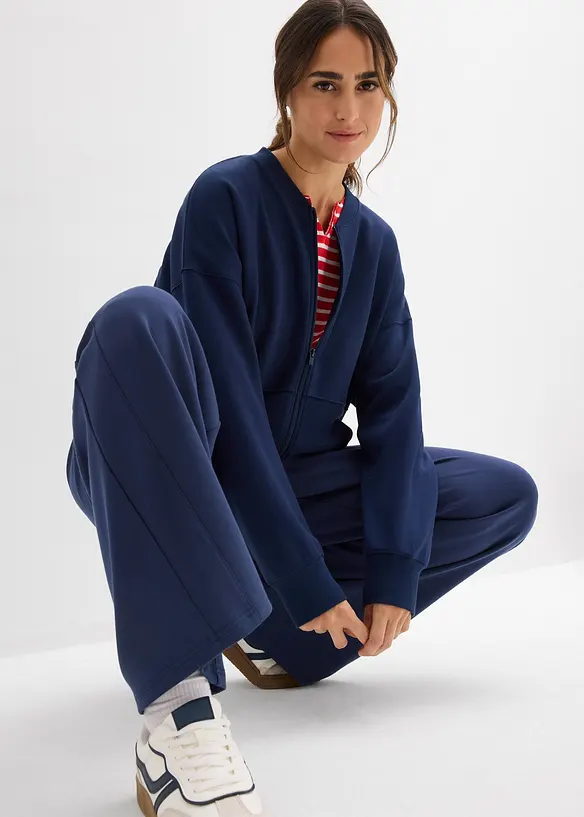 Sweat zipp&eacute; oversize en mati&egrave;re n&eacute;opr&egrave;ne, bonprix