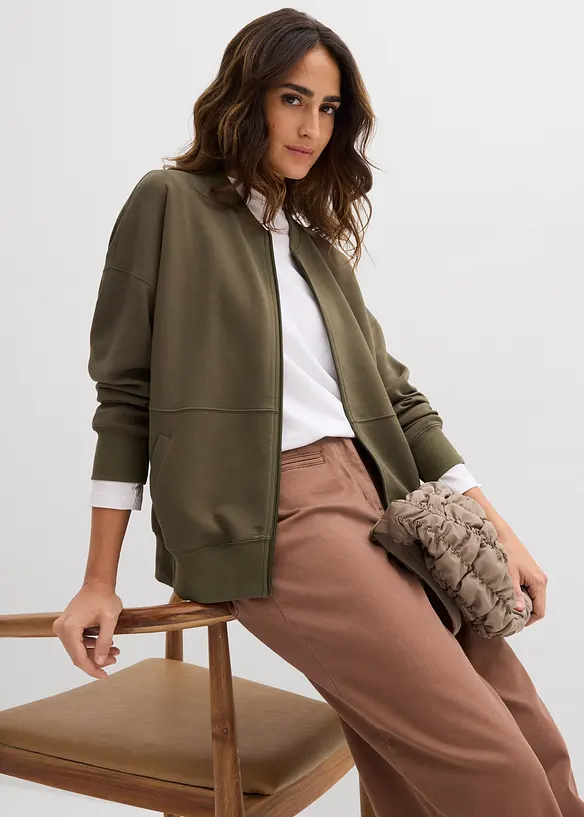 Sweat zipp&eacute; oversize en mati&egrave;re n&eacute;opr&egrave;ne, bonprix