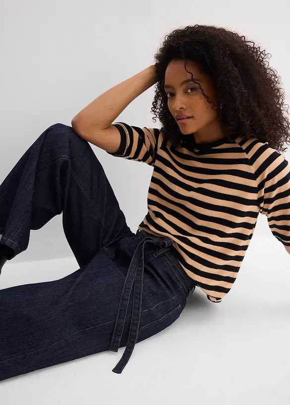 Wide-Leg-Jeans High Waist, cropped, bonprix