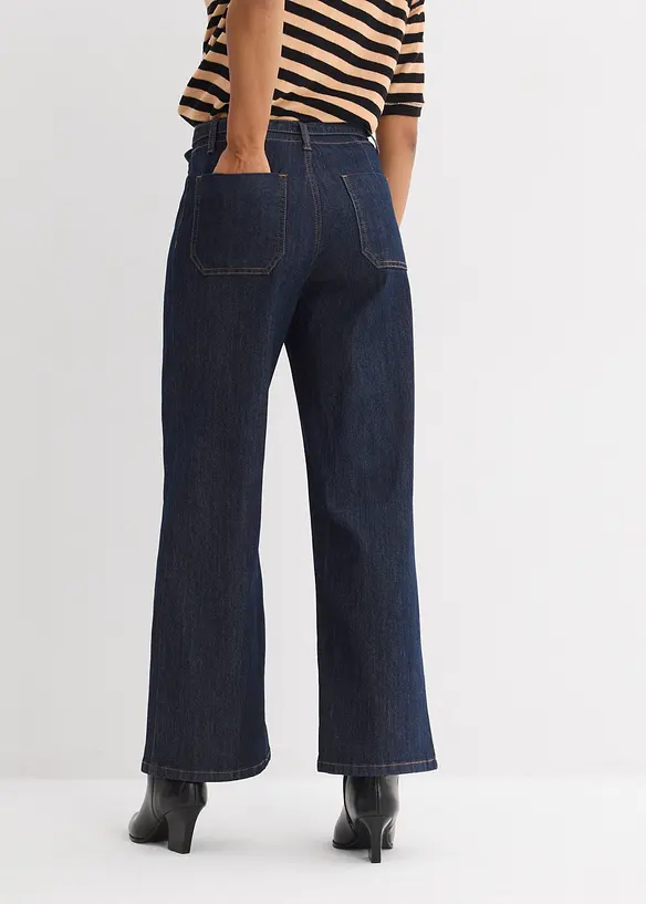 Wide-Leg-Jeans High Waist, cropped, bonprix