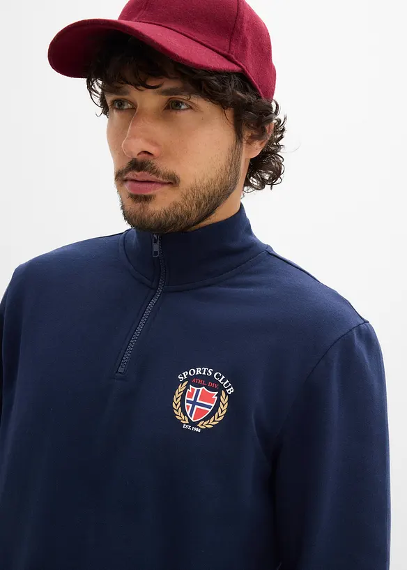 Sweat-shirt 100% coton &agrave; col zipp&eacute;, bonprix