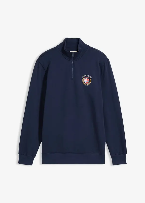 Sweat-shirt 100% coton &agrave; col zipp&eacute;, bonprix