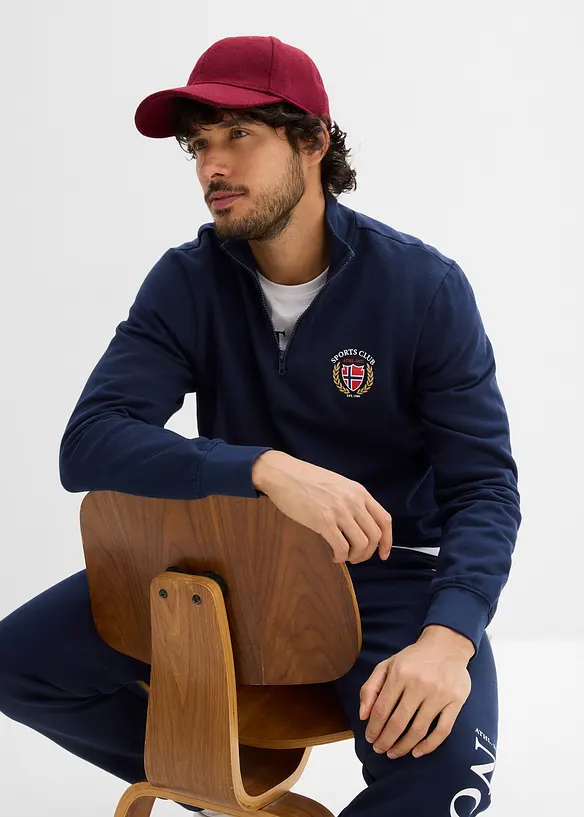 Sweat-shirt 100% coton &agrave; col zipp&eacute;, bonprix