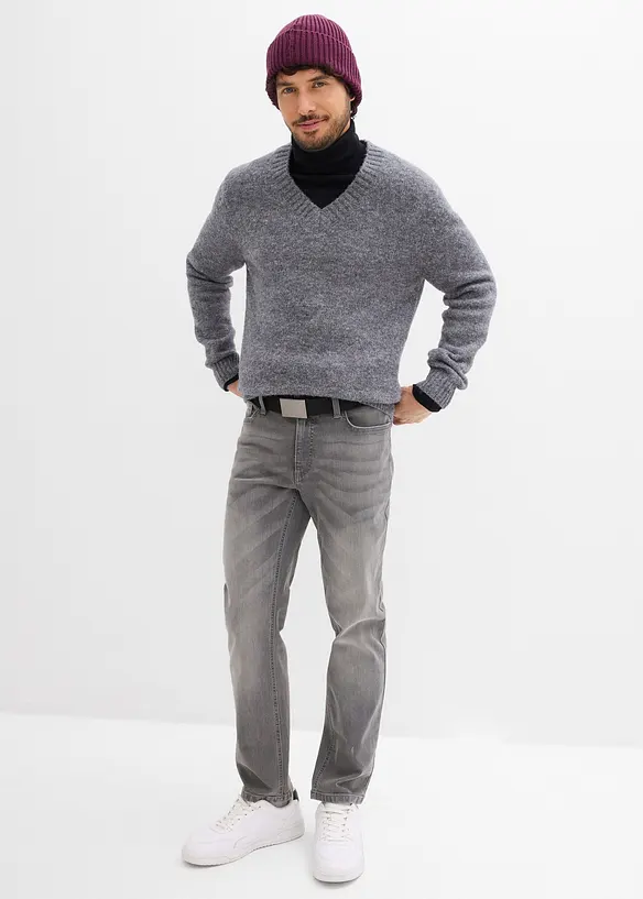 Jean extensible regular avec ceinture, droit, bonprix