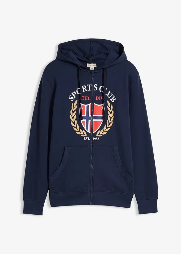 Sweat zipp&eacute; &agrave; capuche, 100% coton, bonprix