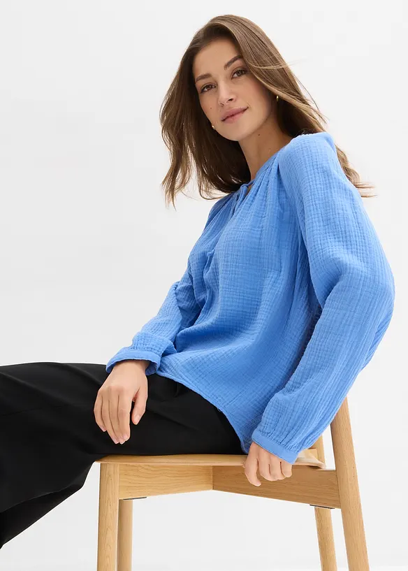 Blouse T-shirt en gaze de coton, bonprix