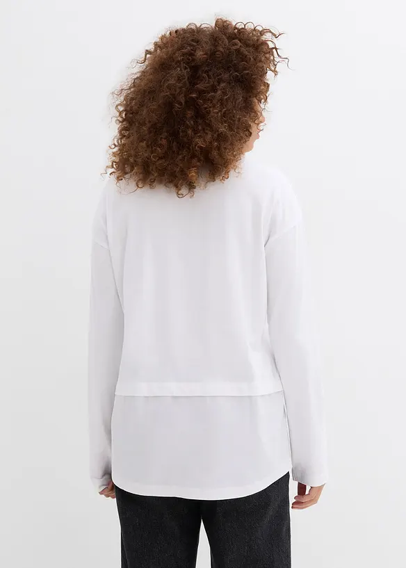 Shirt mit Bluseneinsatz aus reiner Bio-Baumwolle, bonprix