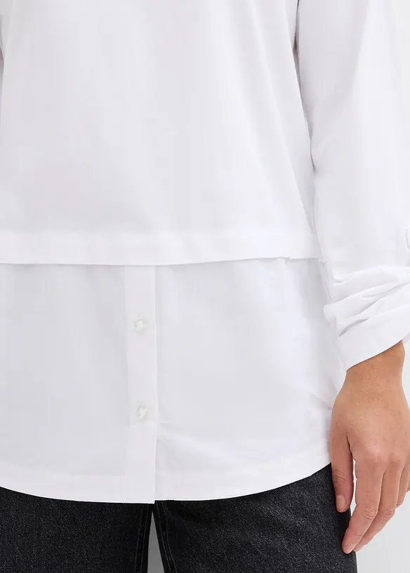 Shirt mit Bluseneinsatz aus reiner Bio-Baumwolle, bonprix