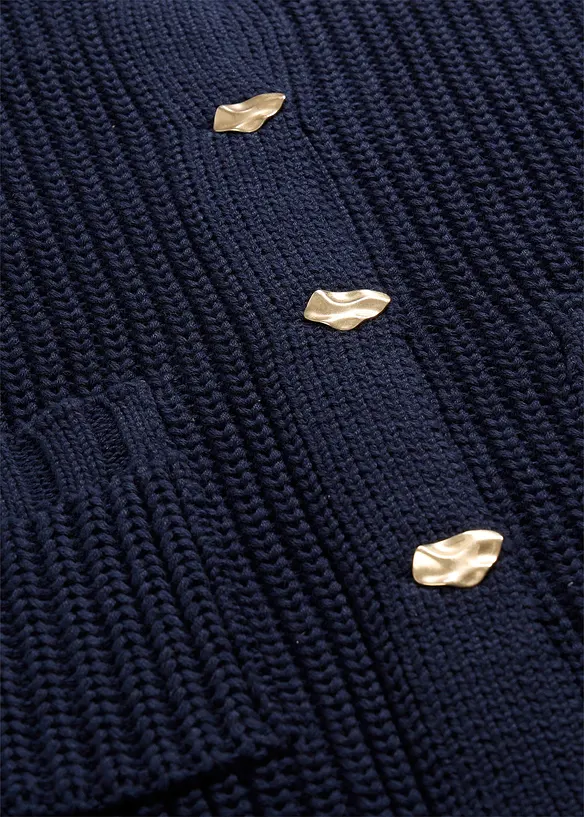 Gilet en grosse maille avec boutons martel&eacute;s, bonprix